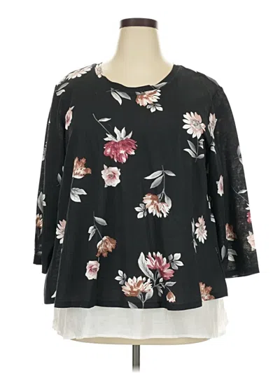 Pre-owned Bobeau 3/4 Sleeve Blouse In Black