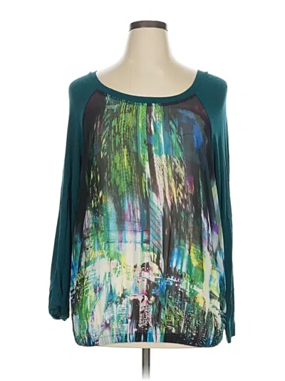 Pre-owned Bobeau 3/4 Sleeve Blouse In Blue