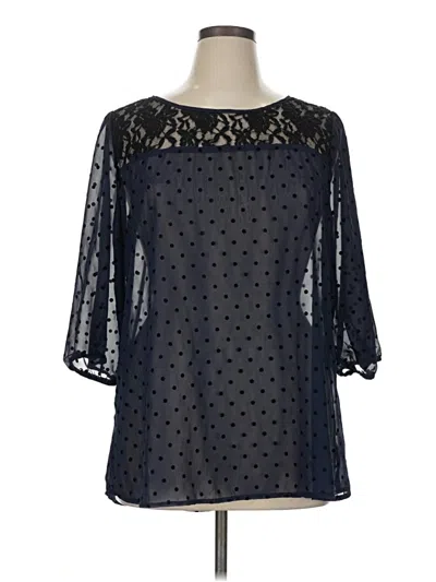 Pre-owned Bobeau 3/4 Sleeve Blouse In Blue