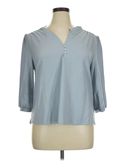 Pre-owned Bobeau 3/4 Sleeve Blouse In Blue