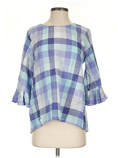 Pre-owned Bobeau 3/4 Sleeve Blouse In Blue
