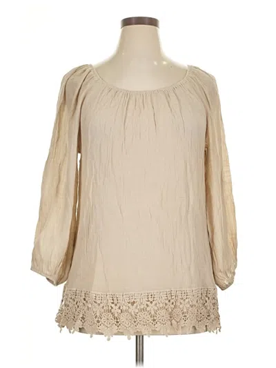 Pre-owned Bobeau 3/4 Sleeve Blouse In Brown