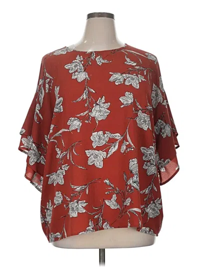 Pre-owned Bobeau 3/4 Sleeve Blouse In Brown