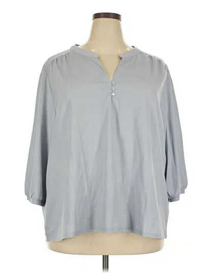 Pre-owned Bobeau 3/4 Sleeve Blouse In Gray
