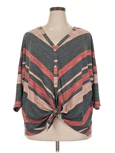 Pre-owned Bobeau 3/4 Sleeve Blouse In Gray