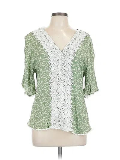 Pre-owned Bobeau 3/4 Sleeve Blouse In Green
