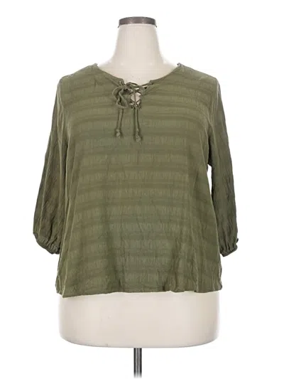 Pre-owned Bobeau 3/4 Sleeve Blouse In Green