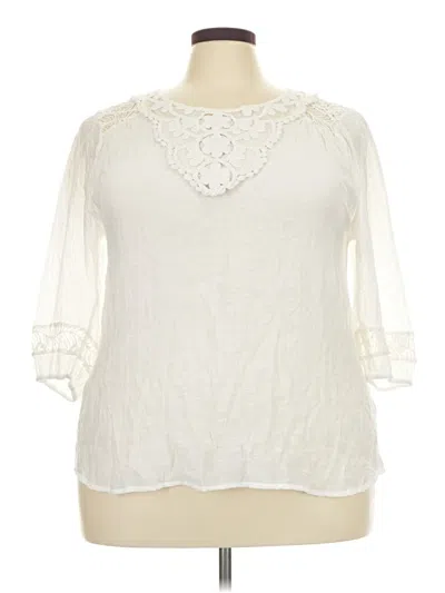 Pre-owned Bobeau 3/4 Sleeve Blouse In Ivory