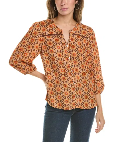 Bobeau 3/4-sleeve Blouse In Orange