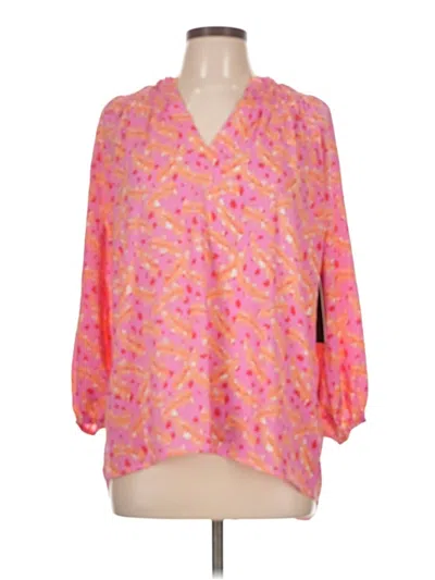 Bobeau 3/4 Sleeve Blouse In Pink
