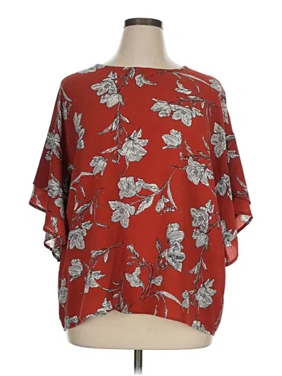 Pre-owned Bobeau 3/4 Sleeve Blouse In Red