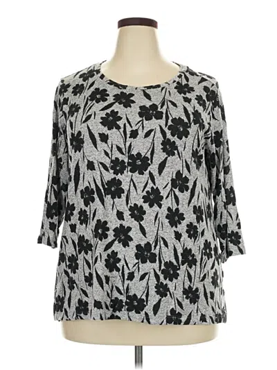 Pre-owned Bobeau 3/4 Sleeve Blouse In Silver