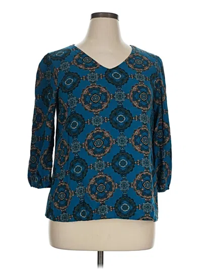 Pre-owned Bobeau 3/4 Sleeve Blouse In Teal