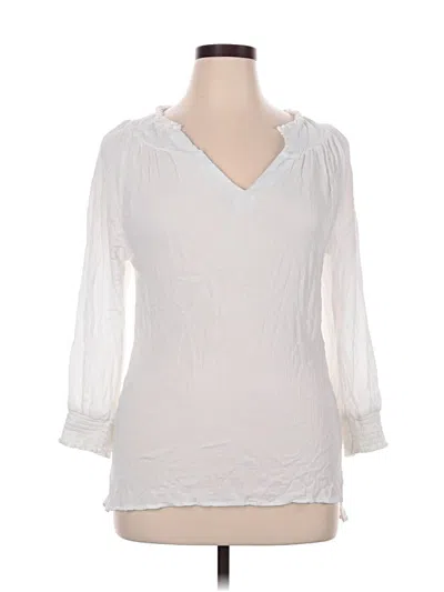 Pre-owned Bobeau 3/4 Sleeve Blouse In White