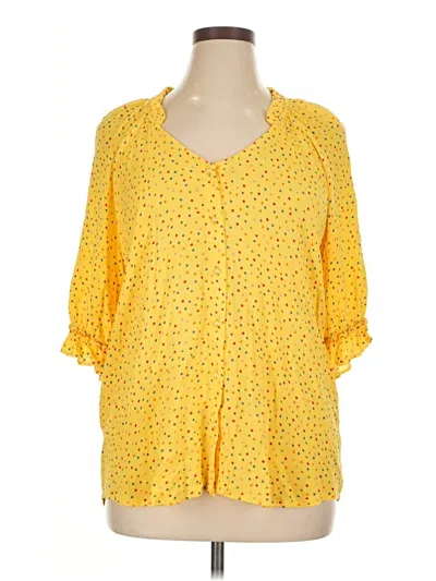 Pre-owned Bobeau 3/4 Sleeve Blouse In Yellow