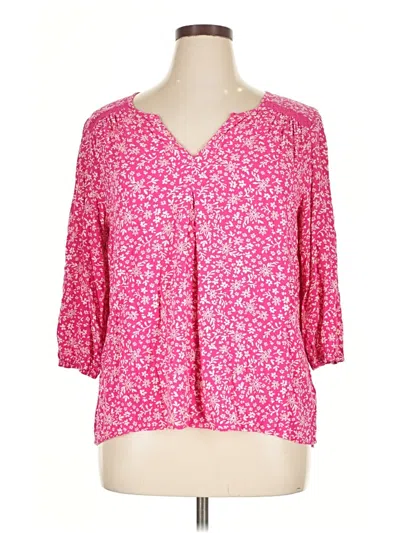 Pre-owned Bobeau 3/4 Sleeve T-shirt In Pink