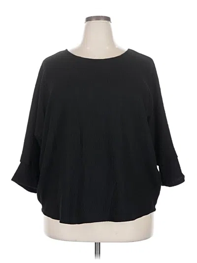 Pre-owned Bobeau 3/4 Sleeve Top Black Boatneck Tops