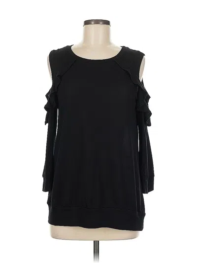 Pre-owned Bobeau 3/4 Sleeve Top Black Cold Shoulder Neckline Tops