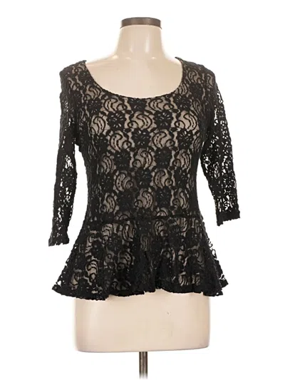 Pre-owned Bobeau 3/4 Sleeve Top Black Sweetheart Neckline Tops
