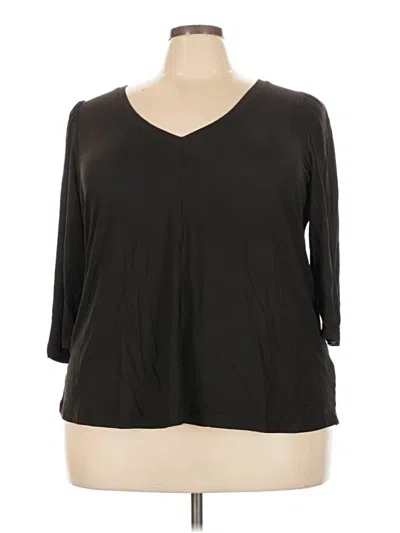 Pre-owned Bobeau 3/4 Sleeve Top Black V-neck Tops