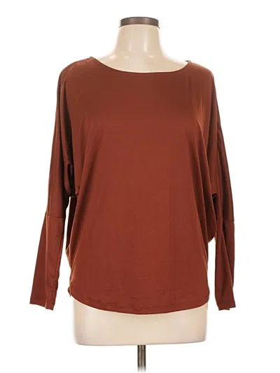 Bobeau 3/4 Sleeve Top Brown Boatneck Tops
