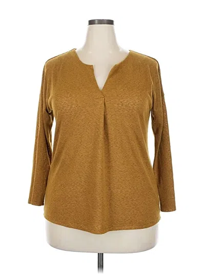 Pre-owned Bobeau 3/4 Sleeve Top Brown V Neck Tops