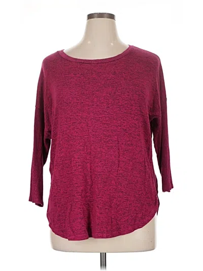 Pre-owned Bobeau 3/4 Sleeve Top Burgundy Boatneck Tops