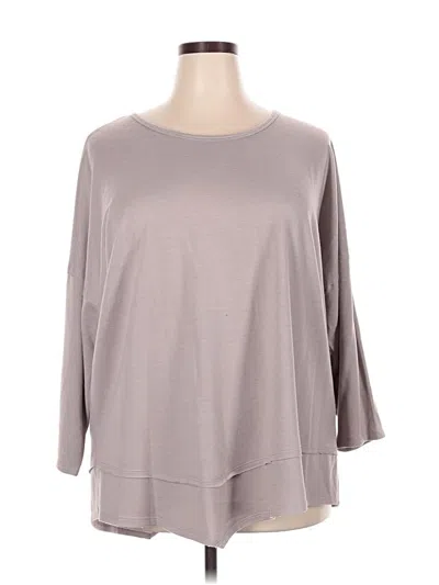 Pre-owned Bobeau 3/4 Sleeve Top Gray Boatneck Tops