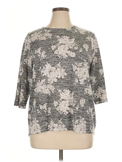 Pre-owned Bobeau 3/4 Sleeve Top Gray Boatneck Tops