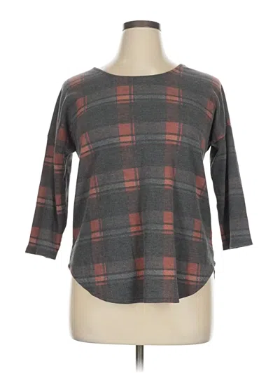 Pre-owned Bobeau 3/4 Sleeve Top Gray Boatneck Tops