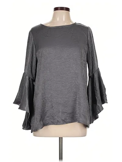 Pre-owned Bobeau 3/4 Sleeve Top Gray Boatneck Tops