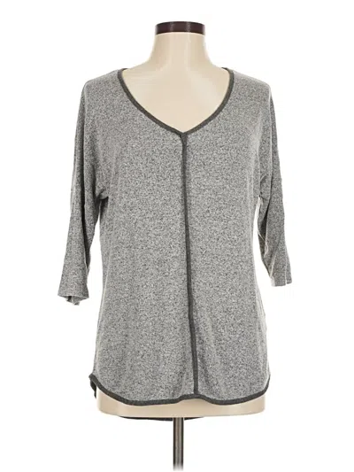 Pre-owned Bobeau 3/4 Sleeve Top Gray Crew Neck Tops
