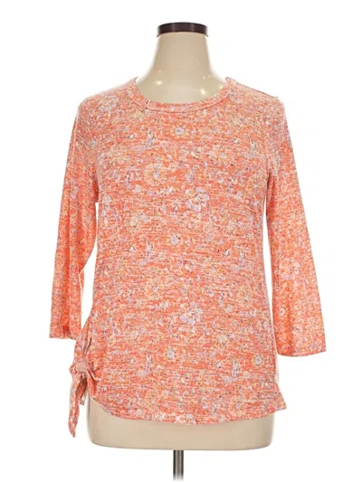 Pre-owned Bobeau 3/4 Sleeve Top Orange Boatneck Tops
