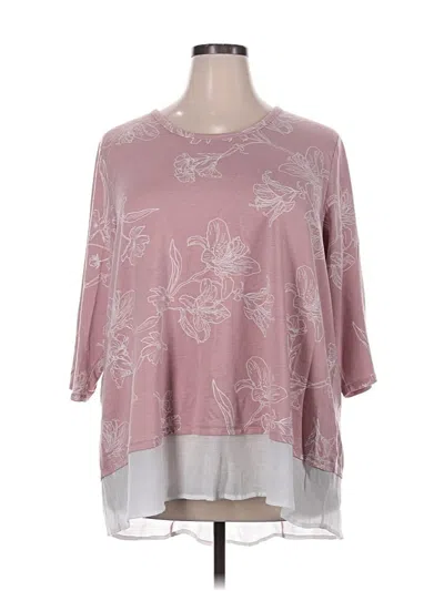 Pre-owned Bobeau 3/4 Sleeve Top Pink Boatneck Tops