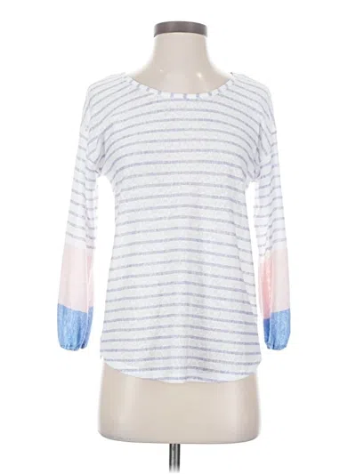 Pre-owned Bobeau 3/4 Sleeve Top White Boatneck Tops