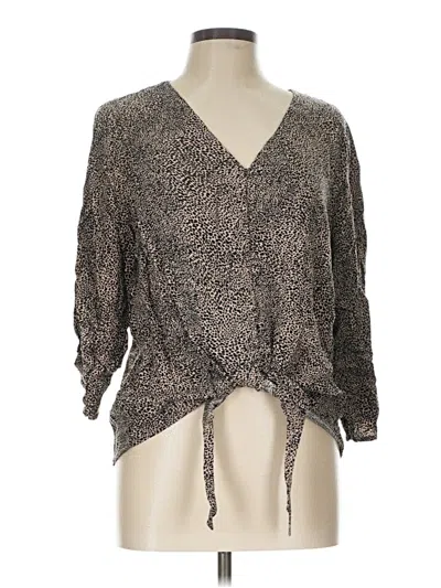 Pre-owned Bobeau 3/4 Sleeve T-shirt In Brown