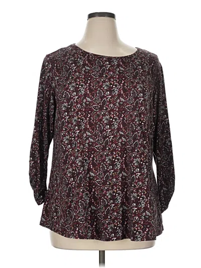 Pre-owned Bobeau 3/4 Sleeve T-shirt In Burgundy