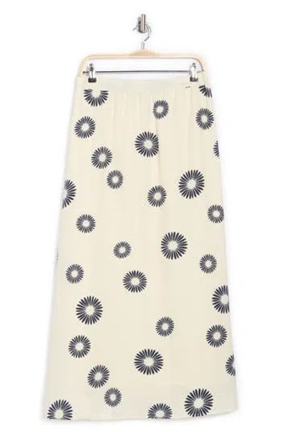 Bobeau A-line Maxi Skirt In Antique White/navy Daisy