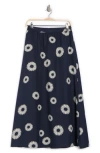 Bobeau A-line Maxi Skirt In Navy/antique White Daisy