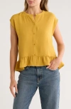 Bobeau Airflow Sleeveless Button-up Top In Yellow