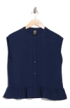 Bobeau Airflow Sleeveless Button-up Top In Blue