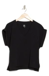 Bobeau Airflow V-neck Top In Black