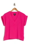 Bobeau Airflow V-neck Top In Hot Pink