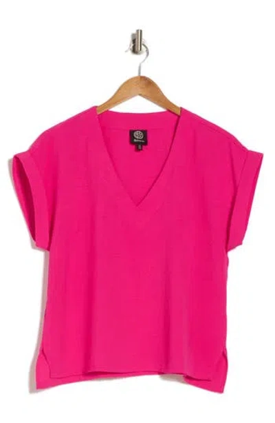 Bobeau Airflow V-neck Top In Hot Pink