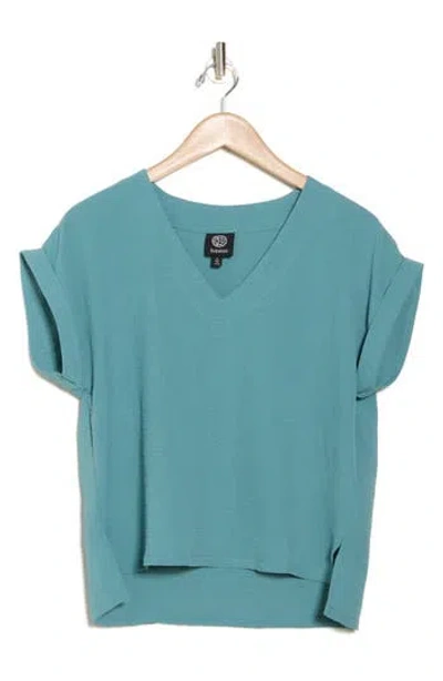 Bobeau Airflow V-neck Top In Mineral Blue