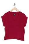 Bobeau Airflow V-neck Top In Rich Red