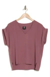 Bobeau Airflow V-neck Top In Rose Taupe