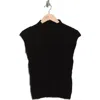 Bobeau Animal Jacquard Stripe Cap Sleeve Sweater In Black