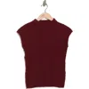 Bobeau Animal Jacquard Stripe Cap Sleeve Sweater In Burgundy