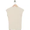 Bobeau Animal Jacquard Stripe Cap Sleeve Sweater In Neutral